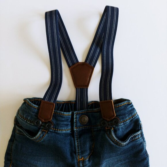 Baby B'Gosh Knit-Denim Removable Suspender Pants 6 Months - Picture 5 of 8